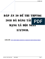 ĐÁP ÁN 20 ĐỀ THI THỬ 2018 PDF