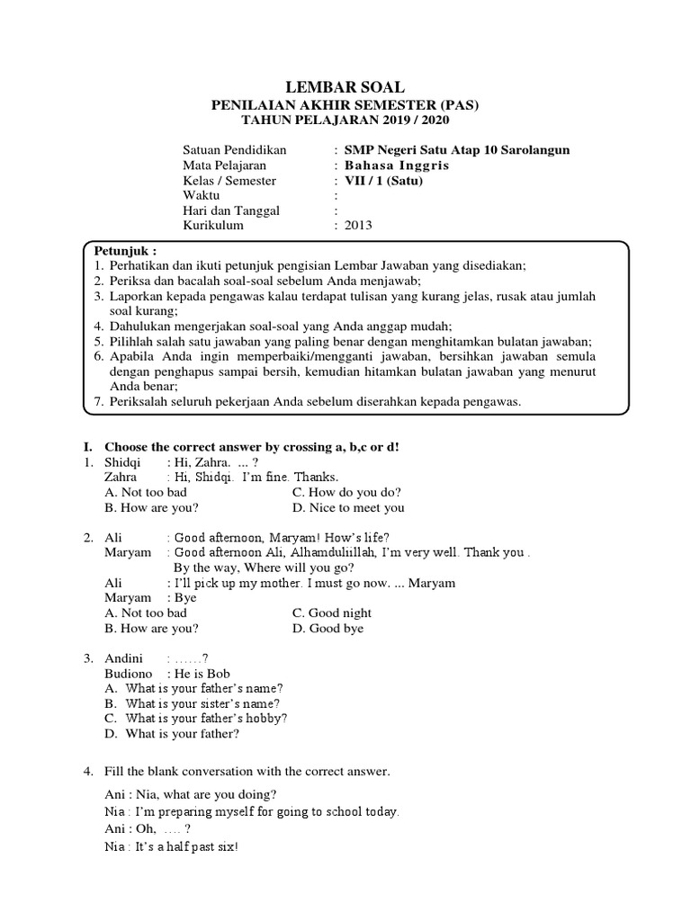 Persiapan UAS Matematika Kelas 7: Contoh Soal Lengkap