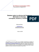 Debates sobre la reforma del Estado de Bienestar en Europa conceptos, alcance y condiciones