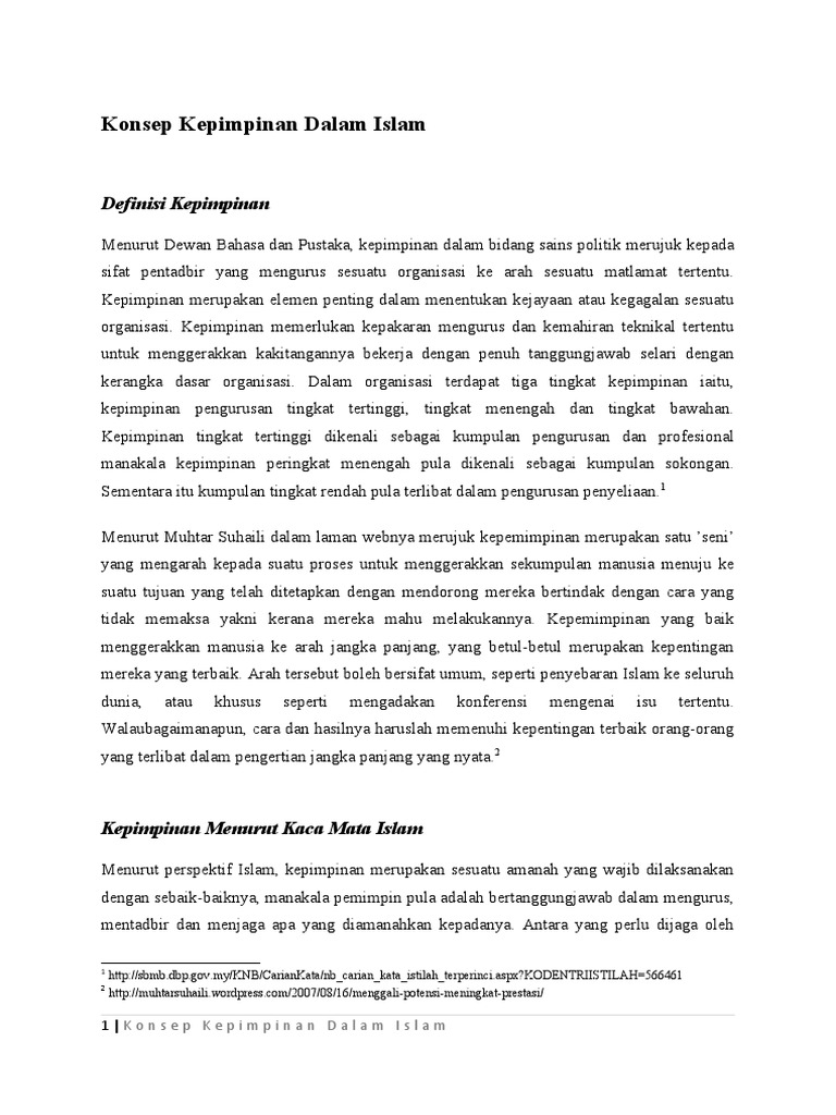 Konsep Kepimpinan Dalam Islam Pdf