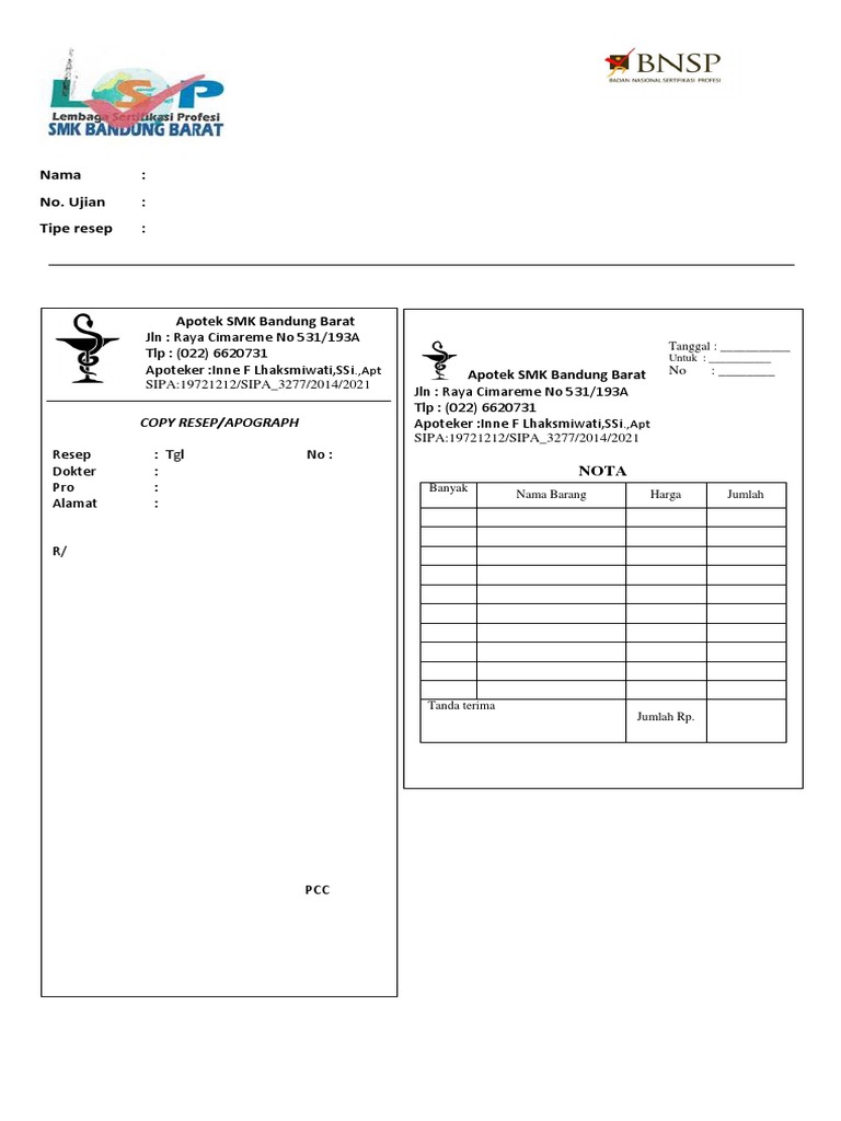 Contoh Buku Defecta Apotek | PDF
