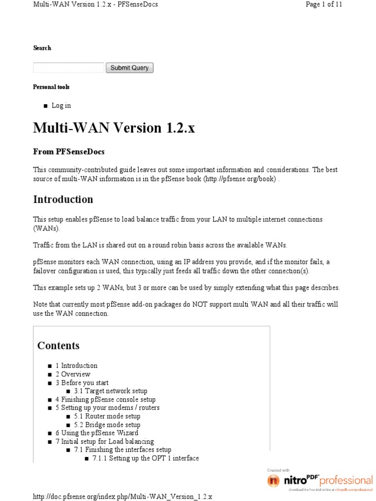 pfSense Multi-WAN Setup Guide | PDF | Ip Address | Load Balancing ...