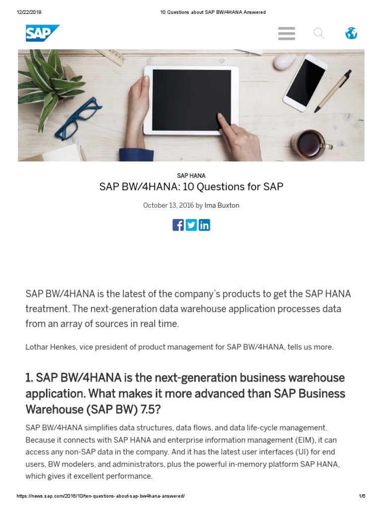 10 Questions About SAP BW - 4HANA Answered PDF | PDF