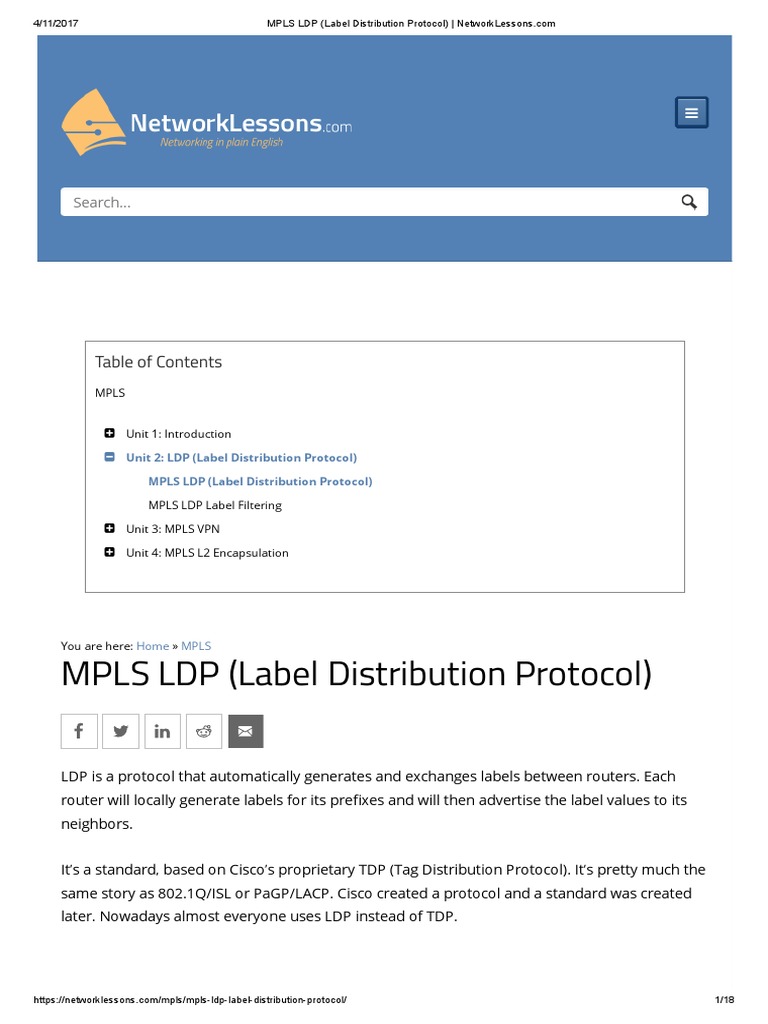Ldp Protocol Pdf , MPLS LDP (Label Distribution Protocol) – OPGCE