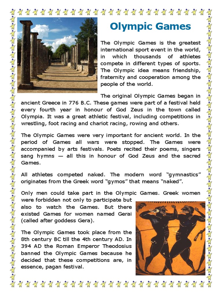Olympic Games Reading Comprehension Exercises 67951 PDF