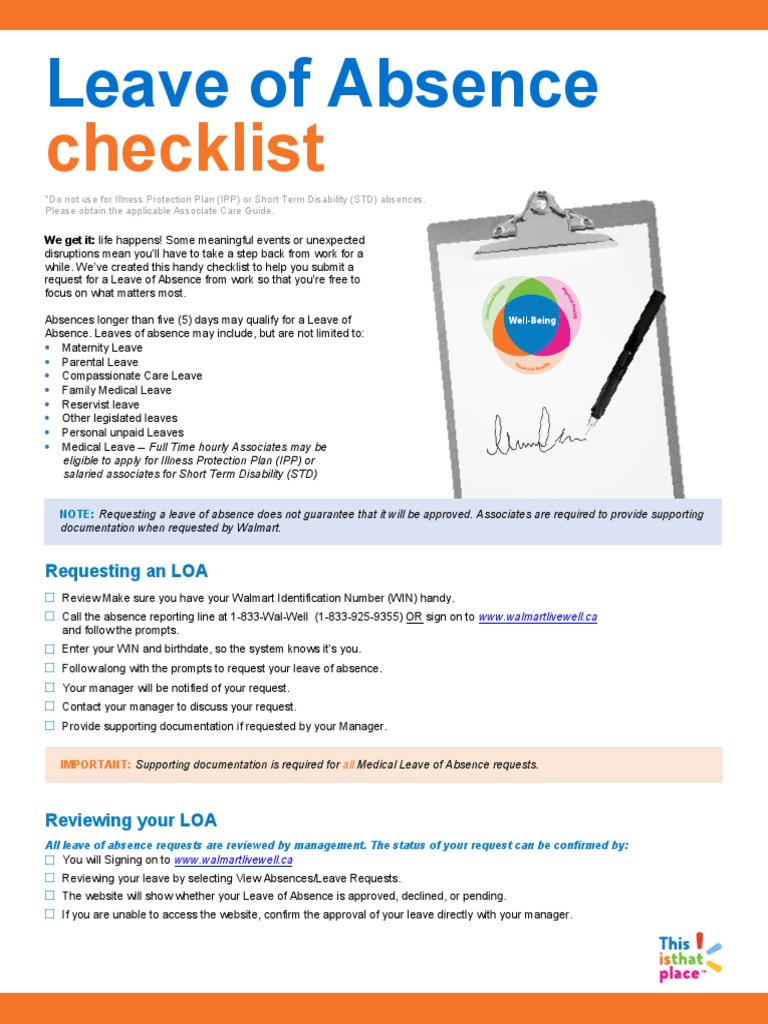 Walmart Leave of Absence Checklist | PDF