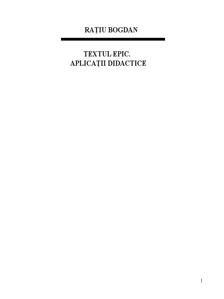 Aplicatie Opere Epice Liceu Bogdan Ratiu | PDF