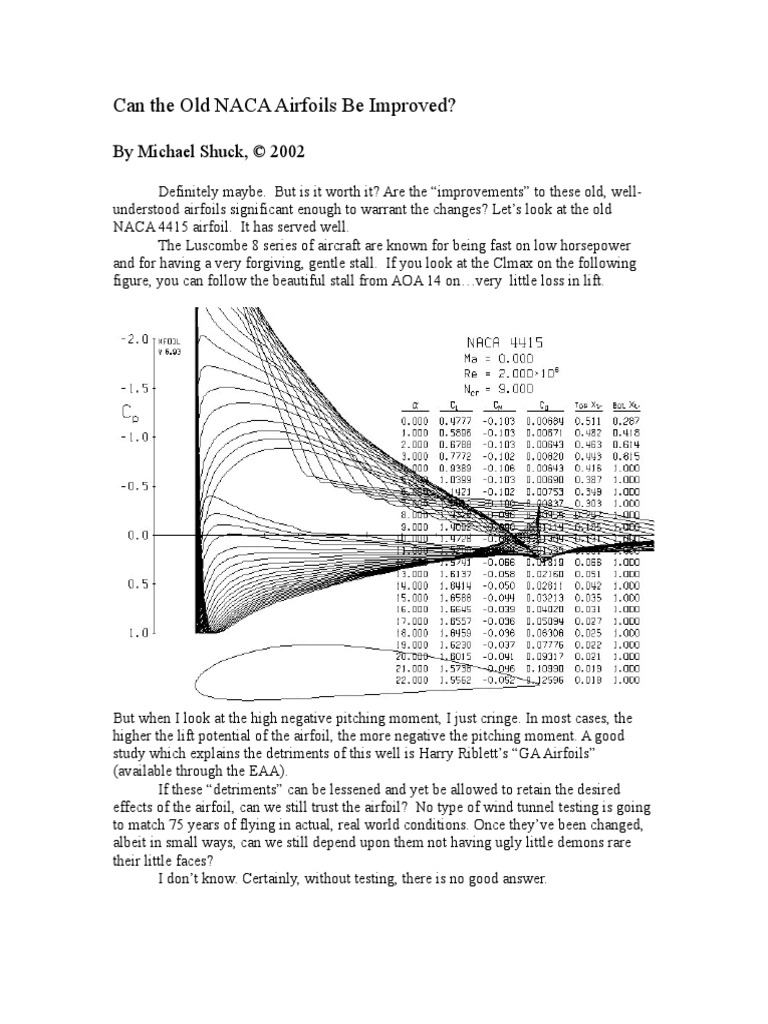 Can The Old NACA Airfoils Be Improved | PDF | Airfoil | Aerospace ...