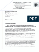 Complaint against inadequate, inequitable, discriminatory & unfair allocation of polling places by GECOM