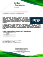 CERTIFICADO DE DISPOSICION FINAL Inversiones Pogo.