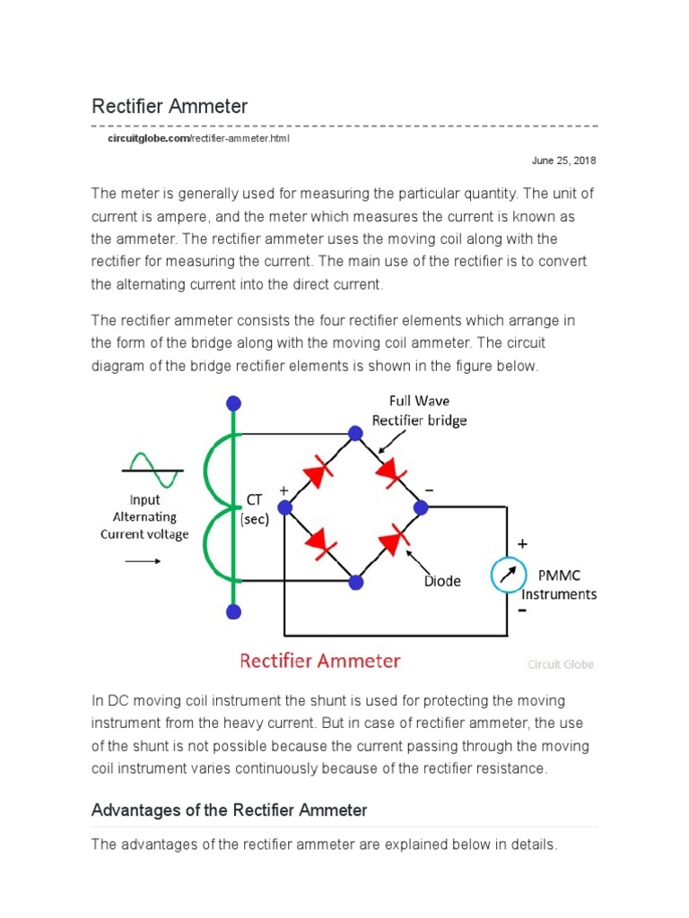 What Is A Rectifier Ammeter - Advantages & Explanation - Circuit Globe ...