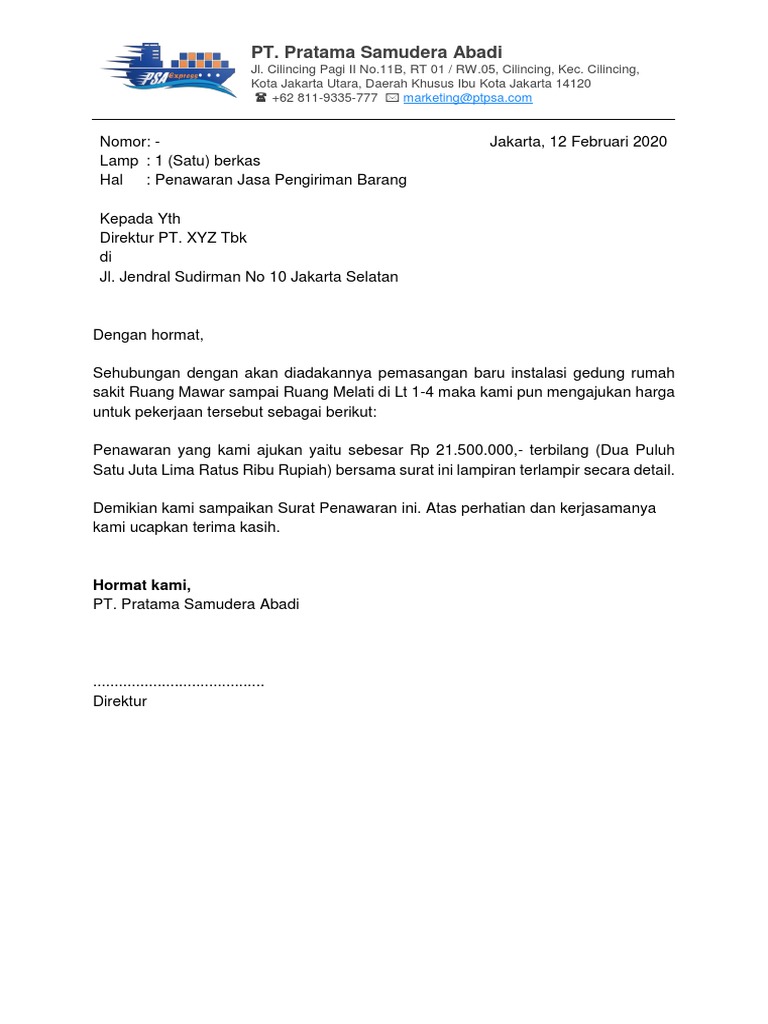 Contoh Surat Penawaran Pdf
