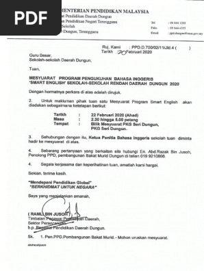 Surat Taklimat Smart English 2020 Pdf
