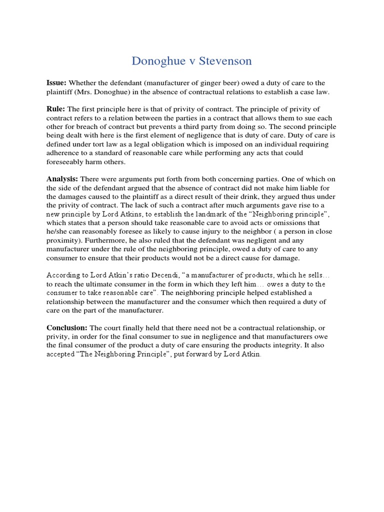 Donoghue V Stevenson Irac Pdf