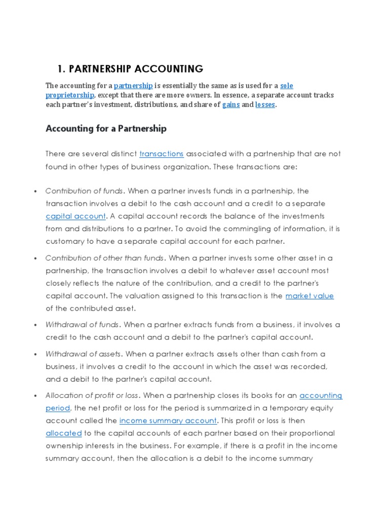 PARTNERSHIP PDF Debits And Credits Partnership