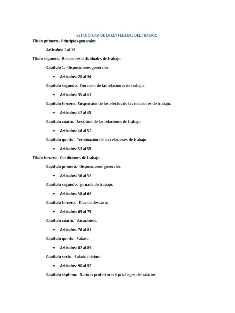 Estructura de La Ley Federal Del Trabajo | PDF