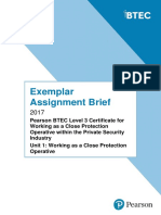 BTEC Security Close Protection Unit 1 Exemplar Assignment Brief Word