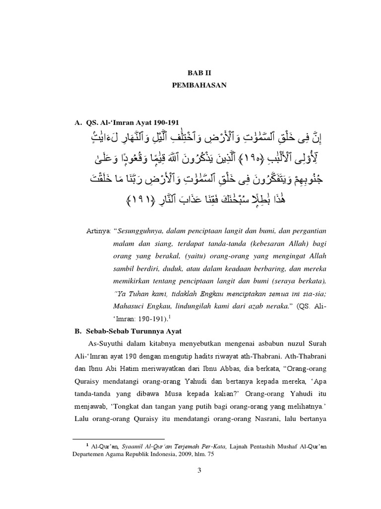 Sebab Turun Ayat 18 Surat Al Imran Daripada Kitab Tafsir