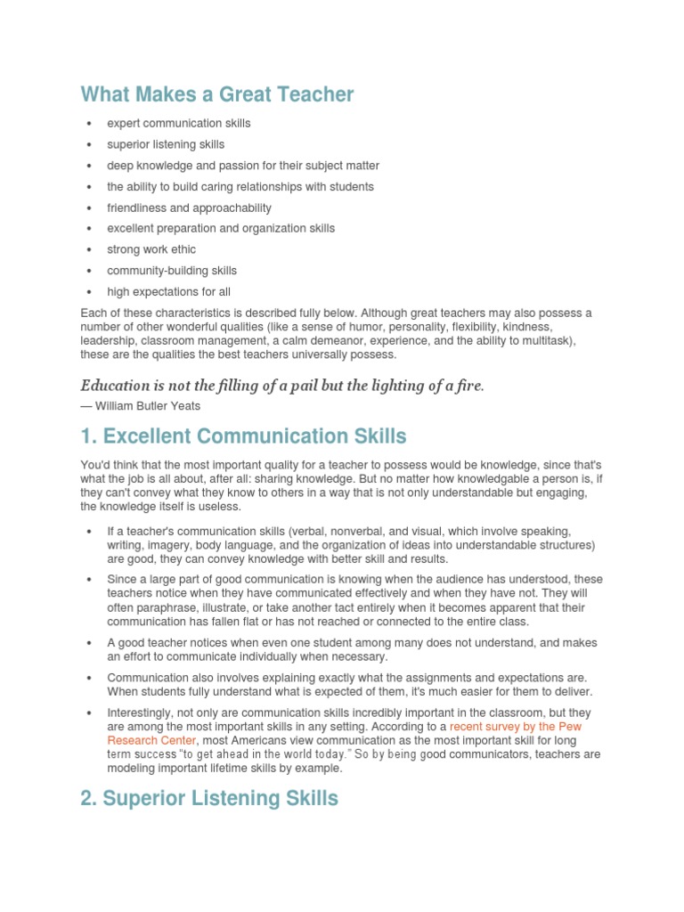 Essential Traits of Great Teachers | PDF | Teachers | Communication