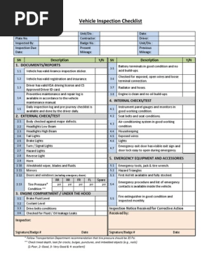 Vehicle Inspection Checklist (Rev.1)