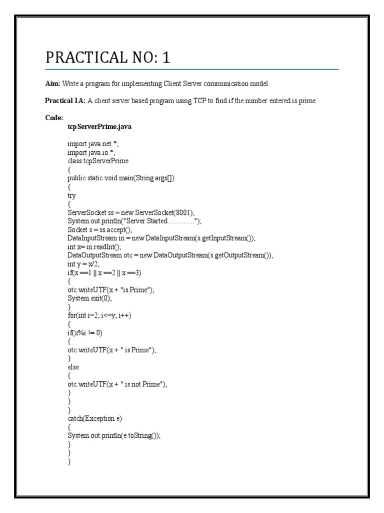 Client-Server Communication Programs in Java | PDF | Computers