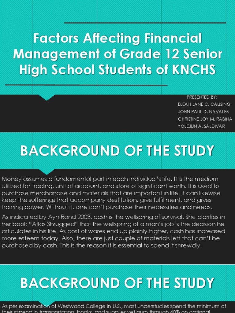Factors Influencing SHS Financial Management | PDF | Self-Improvement