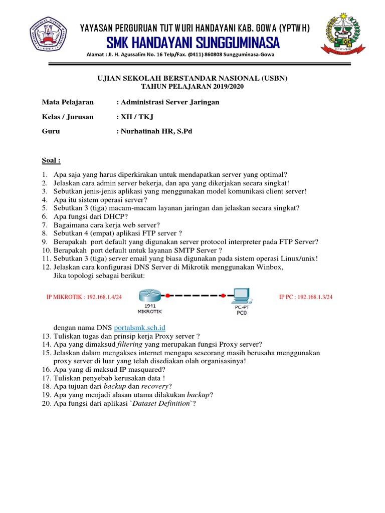 Daftar Soal Dan Jawaban Uas Asj 2019 2020