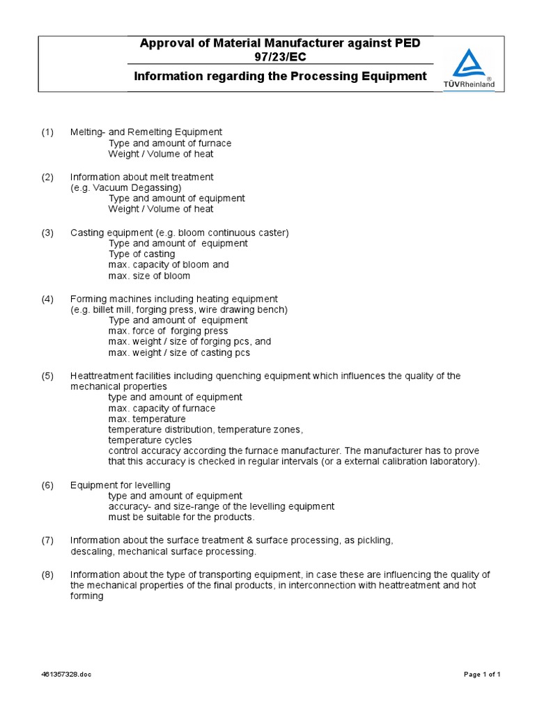 E100 Equipment Approval Overview | PDF | Science & Mathematics ...