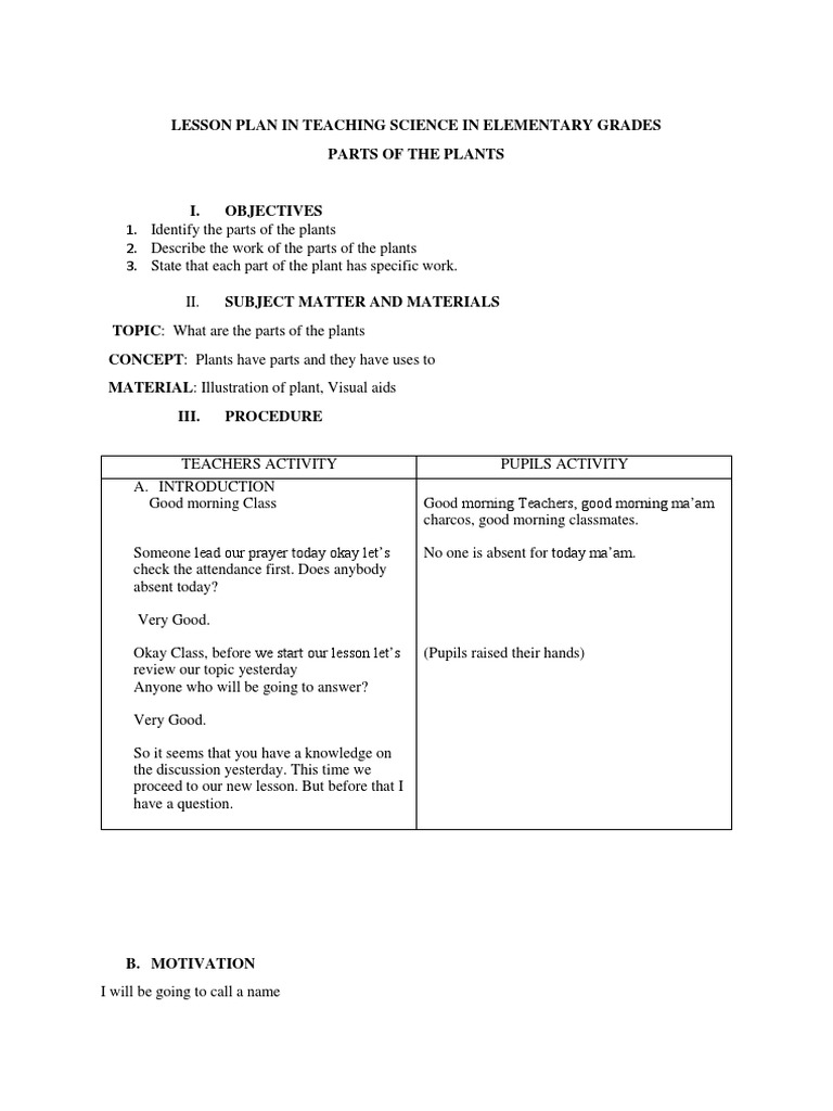 Lesson Plan in Teaching Science in Elementary Grades PDF