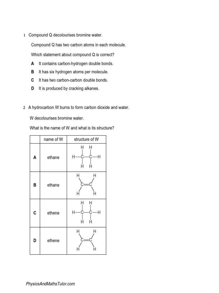 Alkenes (Multiple Choice) QP PDF | PDF