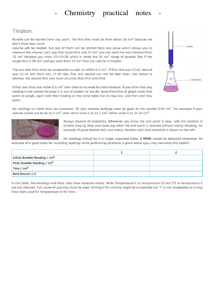 A-Level Chemistry Practical Notes | PDF