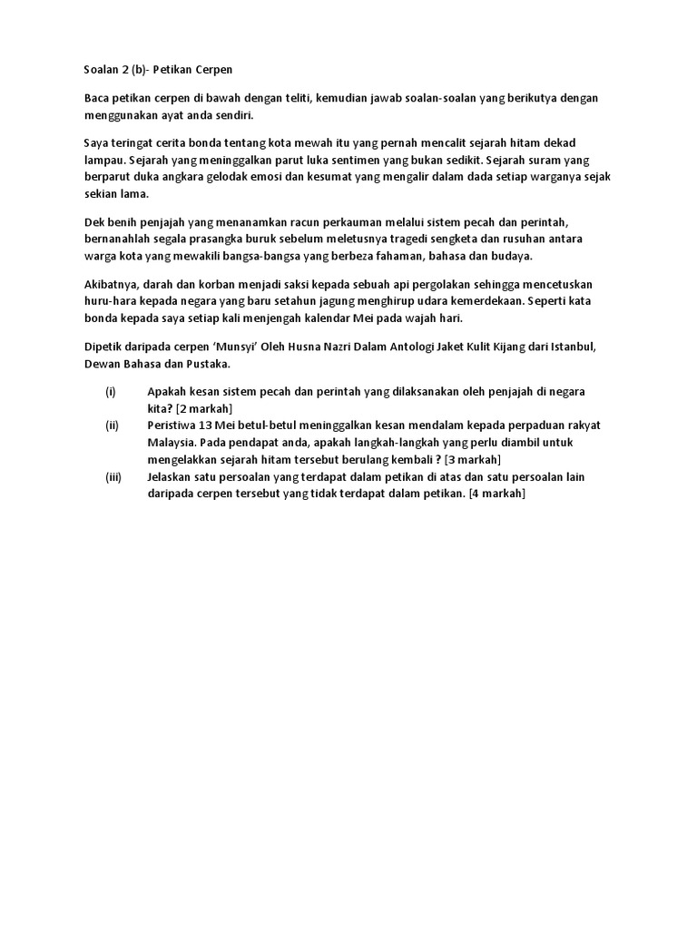 Soalan Petikan Komsas T4 Pdf