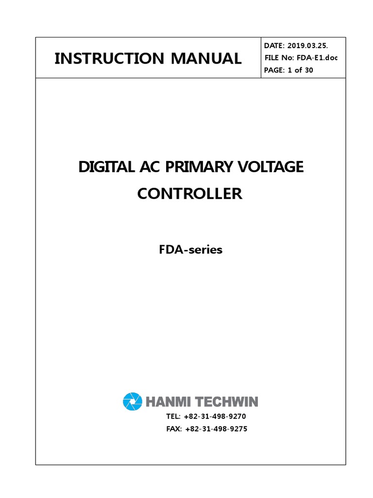 FDA Series Controller Manual | PDF