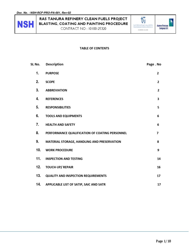 Blasting, Coating and Painting Procedure PDF