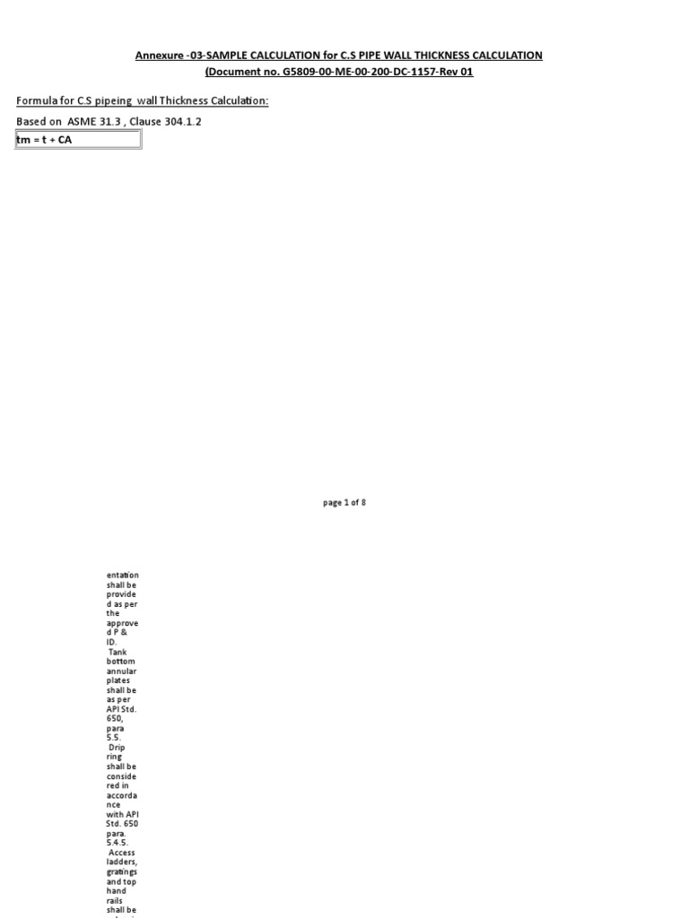 C.S. Pipe Wall Thickness Calculation | PDF