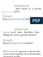 Hyponym vs Hypernym