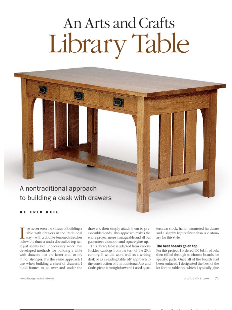 Arts & Crafts Library Table Build Guide | PDF