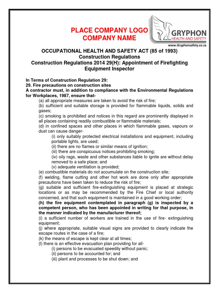 8.11. CR 29.H. Firefighting Equipment Inspector