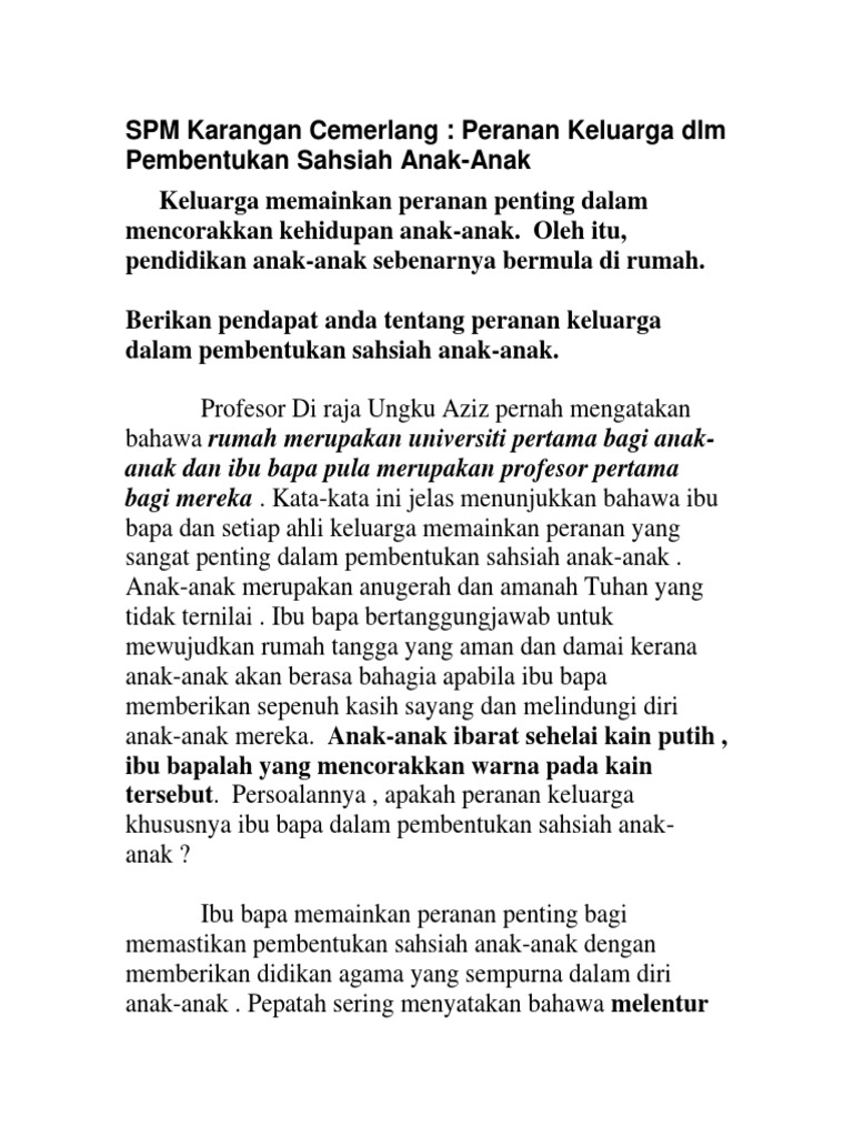 Peranan Keluarga DLM Pembentukan Sahsiah Anak-Anak  PDF