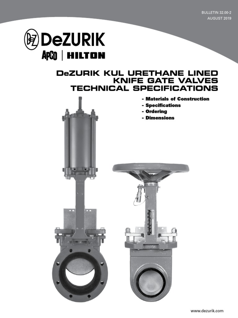 Dezurik Urethane Lined Knife Gate Valves Kul PDF
