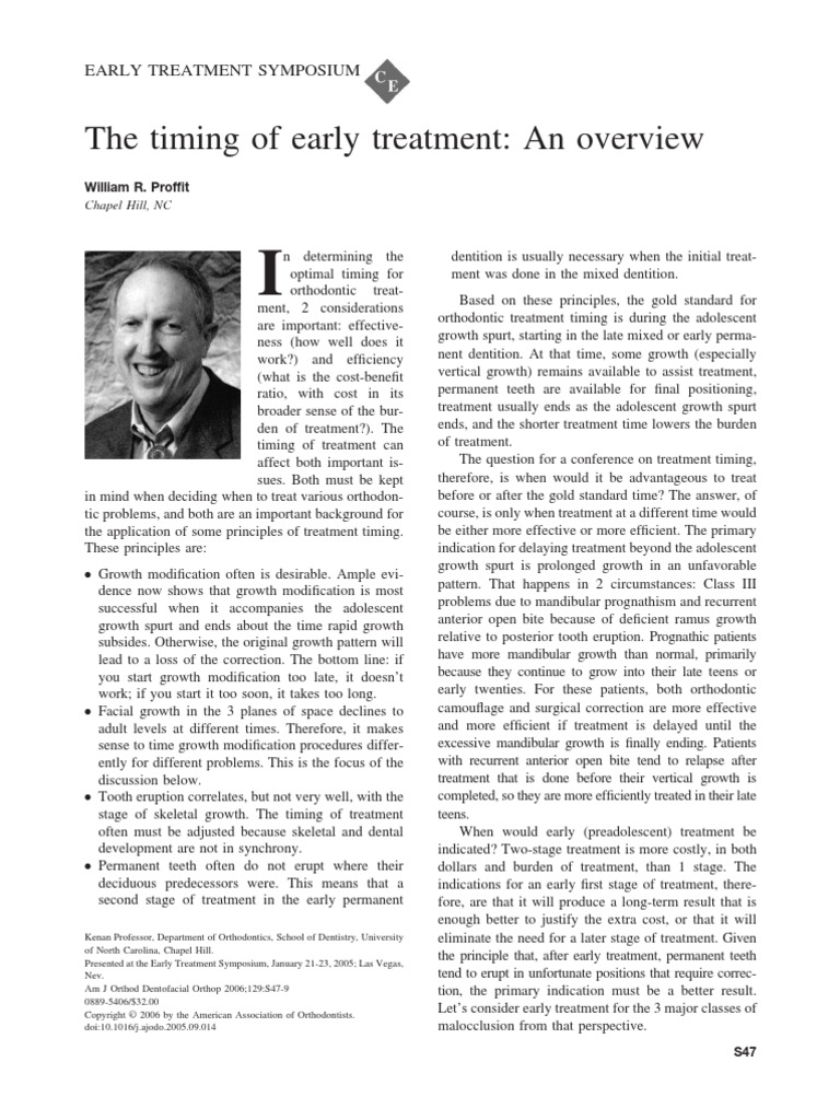 Optimal Timing for Orthodontic Treatment | PDF