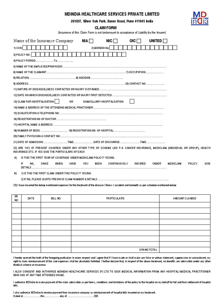 Claim 20form | PDF | Physician | Insurance