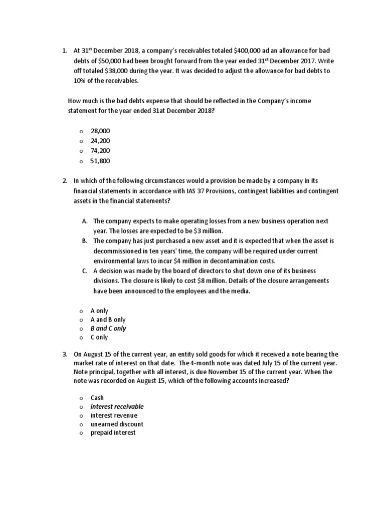 Accounting Questions PDF