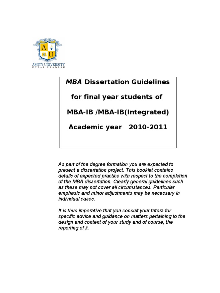 MBA Dissertation Guidelines Overview | PDF | Thesis | Qualitative Research