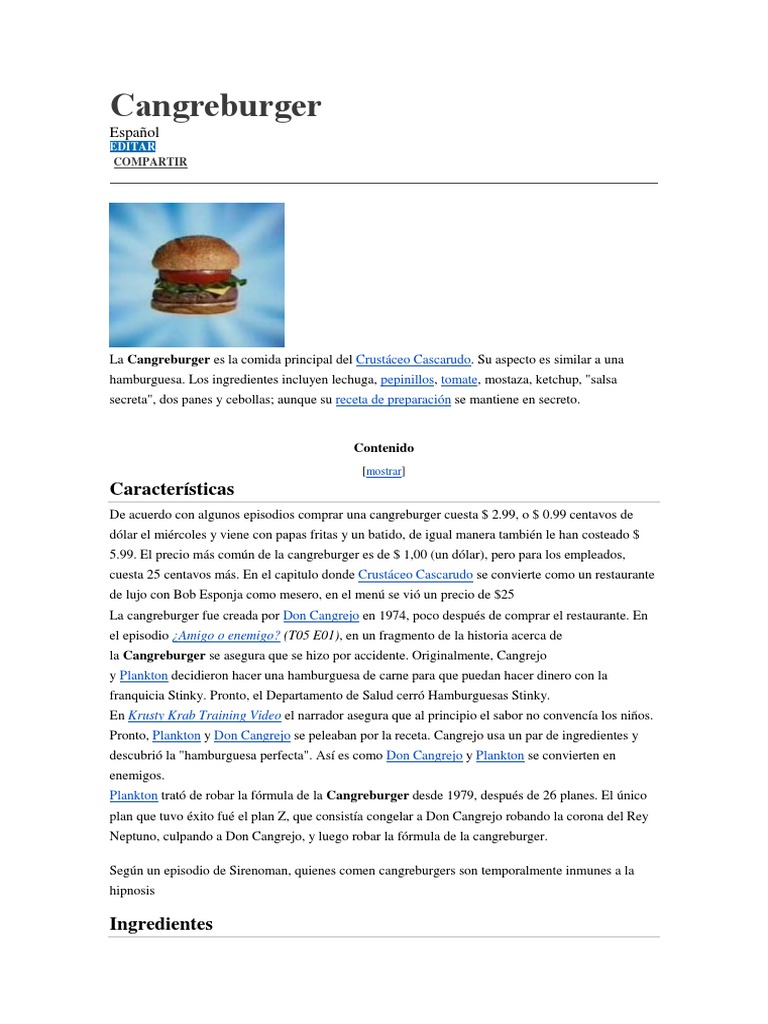 Cangreburger | PDF