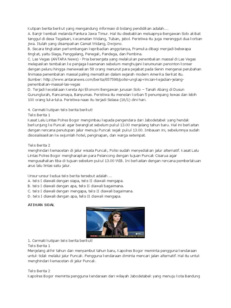 Kutipan Berita Berikut Yang Mengandung Informasi Di Bidang Pendidikan Adalah