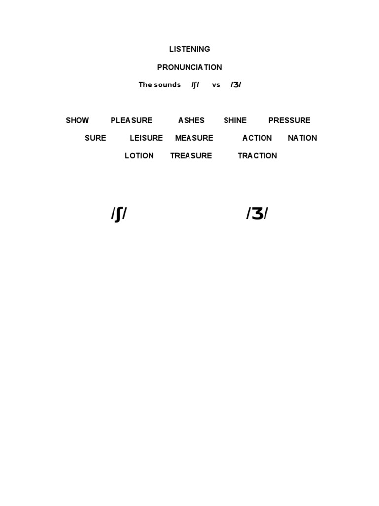 Pronunciation Guide: /ʃ/ vs /Ʒ/ Sounds | PDF | Art