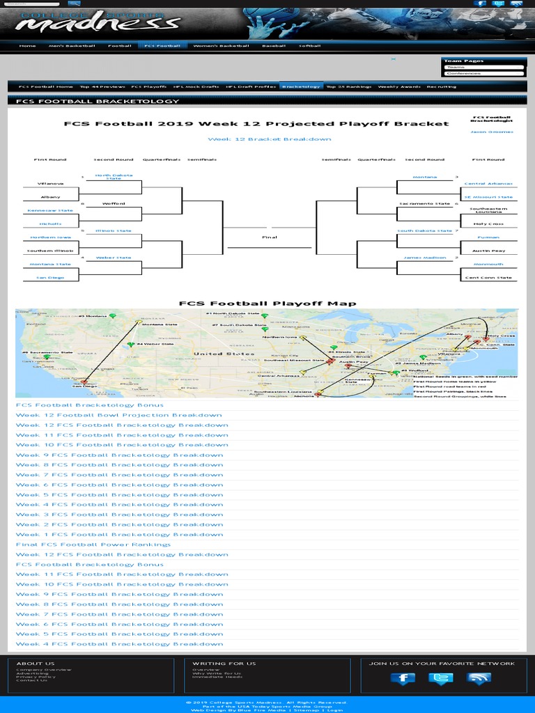 FCS Football Bracketology College Sports Madness | PDF | Ncaa Division ...