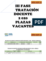Iii Fase Contratacion Docente 2020 - Plazas Vacantes