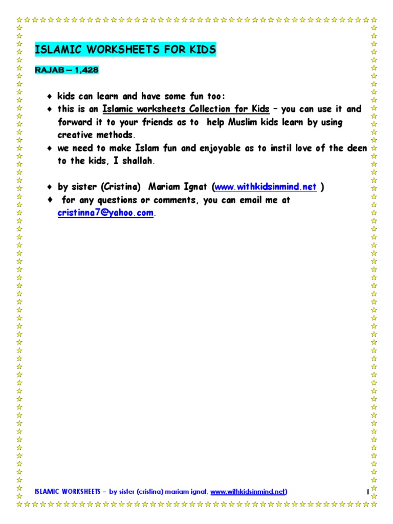 Islamicworksheets Withkidsinmind Prophets And Messengers In Islam Jihad